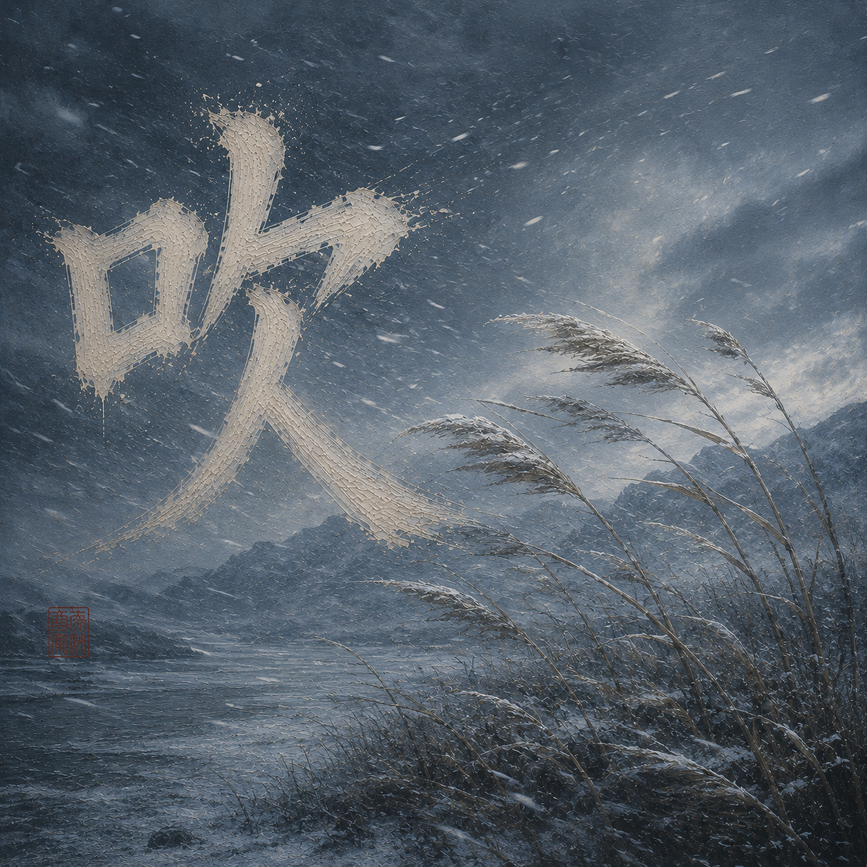 Kanji study for 吹