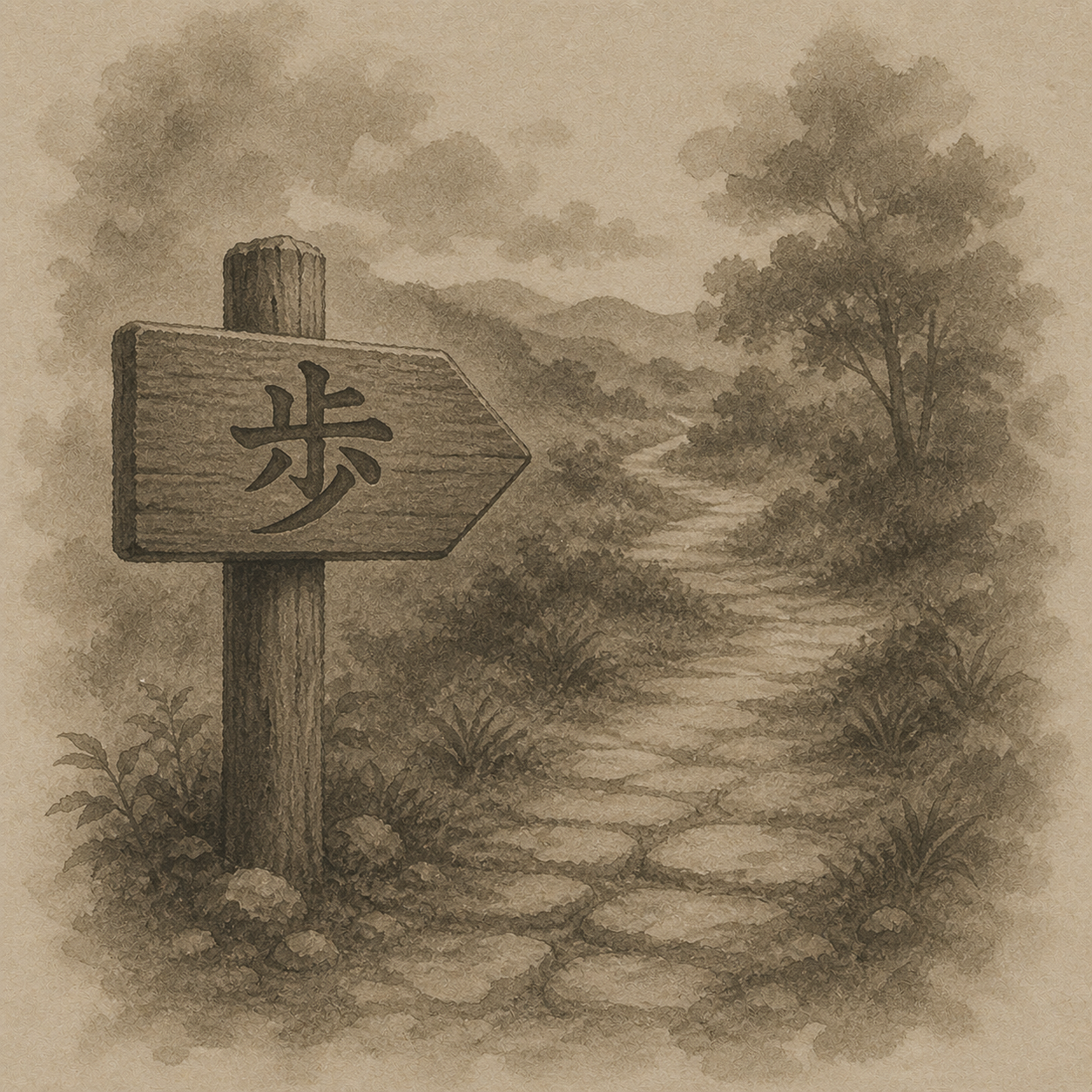 Kanji study for 歩
